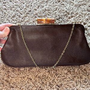 Vintage Brown Clutch with Gold Chain